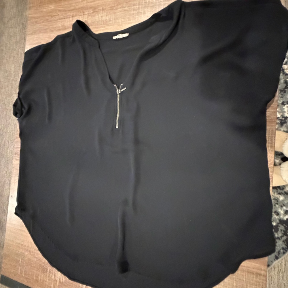 Maurices Black Blouse with Zipper Detail